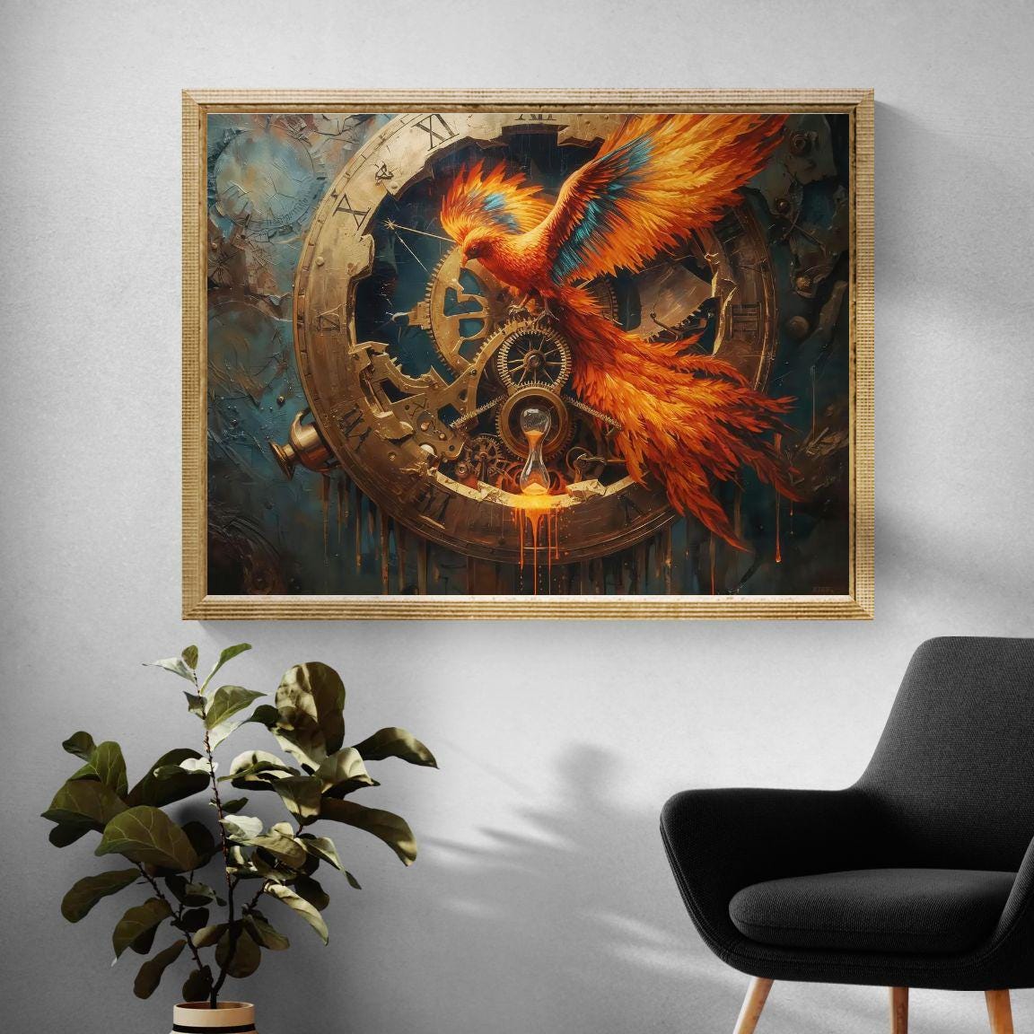 Phoenix of Time – Phoenix Wall Art, Fantasy Clockwork Canvas & Print - Etsy