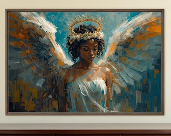 Abstract African Angel Wall Art | Framed Canvas Divine Feminine Print