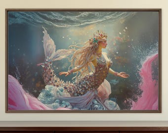 Ocean Priestess Mermaid Art | Mythical Sea Goddess Decor