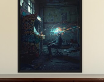 Cyberpunk Hacker Kunst | Gamer Raum Druck