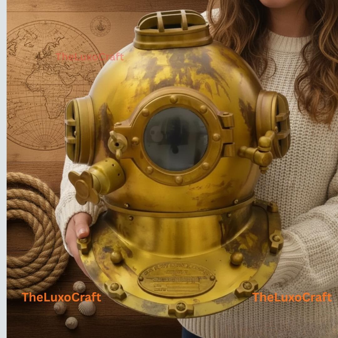 Vintage Brass Deep Sea Diver Helmet | Boston Mark V Replica - Etsy