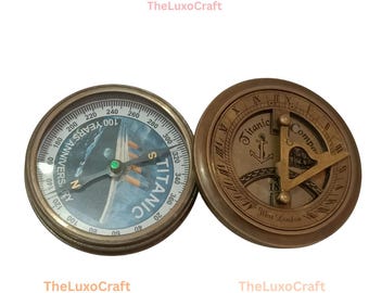 Brújula de latón estilo antiguo del Titanic / Decoración náutica marítima / Regalo vintage de explorador coleccionable