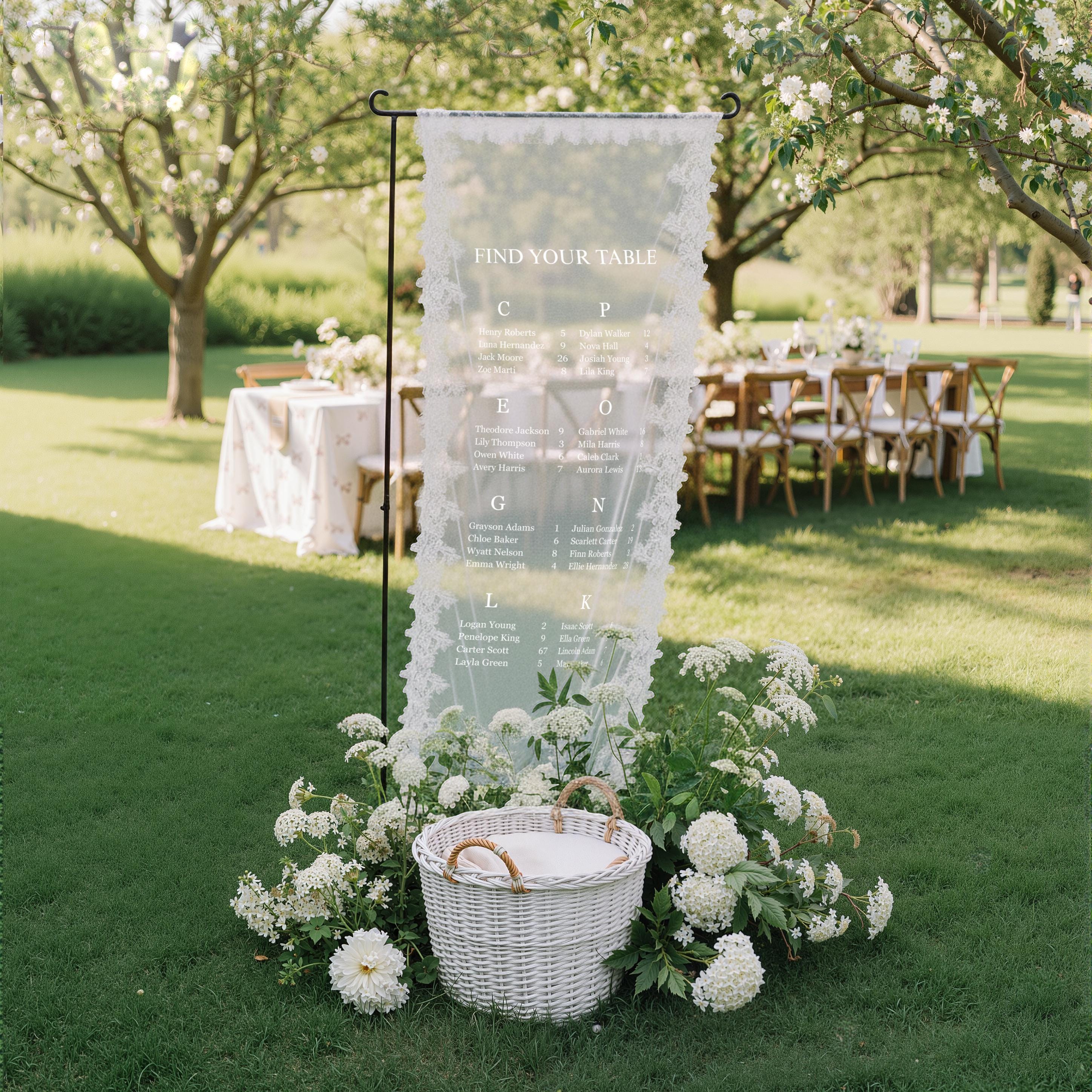 Romantic Wedding Seating Chart Sign , Elegant Minimal Lace Wedding ...
