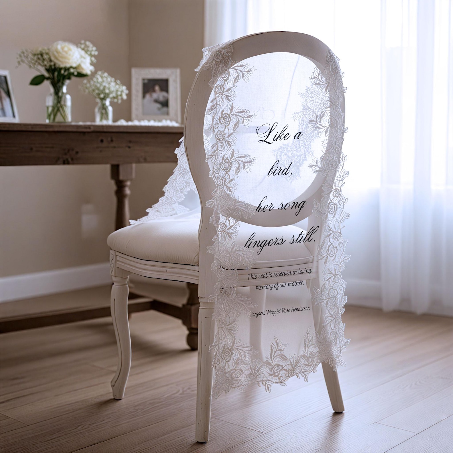 In Memory Chair Lace in Loving Memory Wedding Chair Sign, Custom Memorial Decor for ...