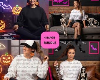 Maqueta de camiseta de Halloween: Diseños otoñales espeluznantes (Descarga digital en archivos JPG de 3000 x 3000 px) POD