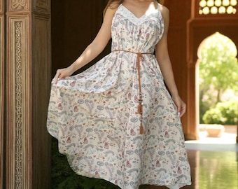 Vintage Floral Maxi Dress: Bohemian Backless Summer Resort Wear