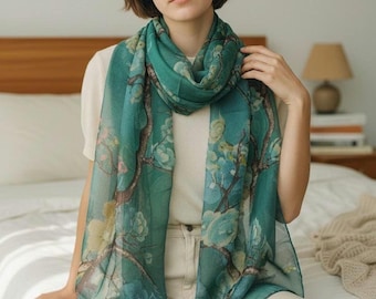 Boho Sheer Chiffon Scarf – Lightweight Long Summer Beach Wrap for Women, Sunscreen Fashion Shawl