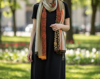 Women’s Printed Cotton Linen Scarf, Long Warm Shawl Wrap, Animal Pattern Neck Scarf, Lightweight Fashion Wrap, Beach Cover Up