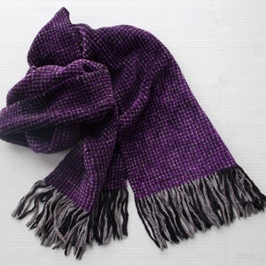 Super Deluxe Velour Basket Weave Scarf — 38" Long & 9.5" Wide — Royal Purple, Black, Silver