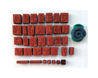 Alphabet & Assorted Shapes Rubber Stamps