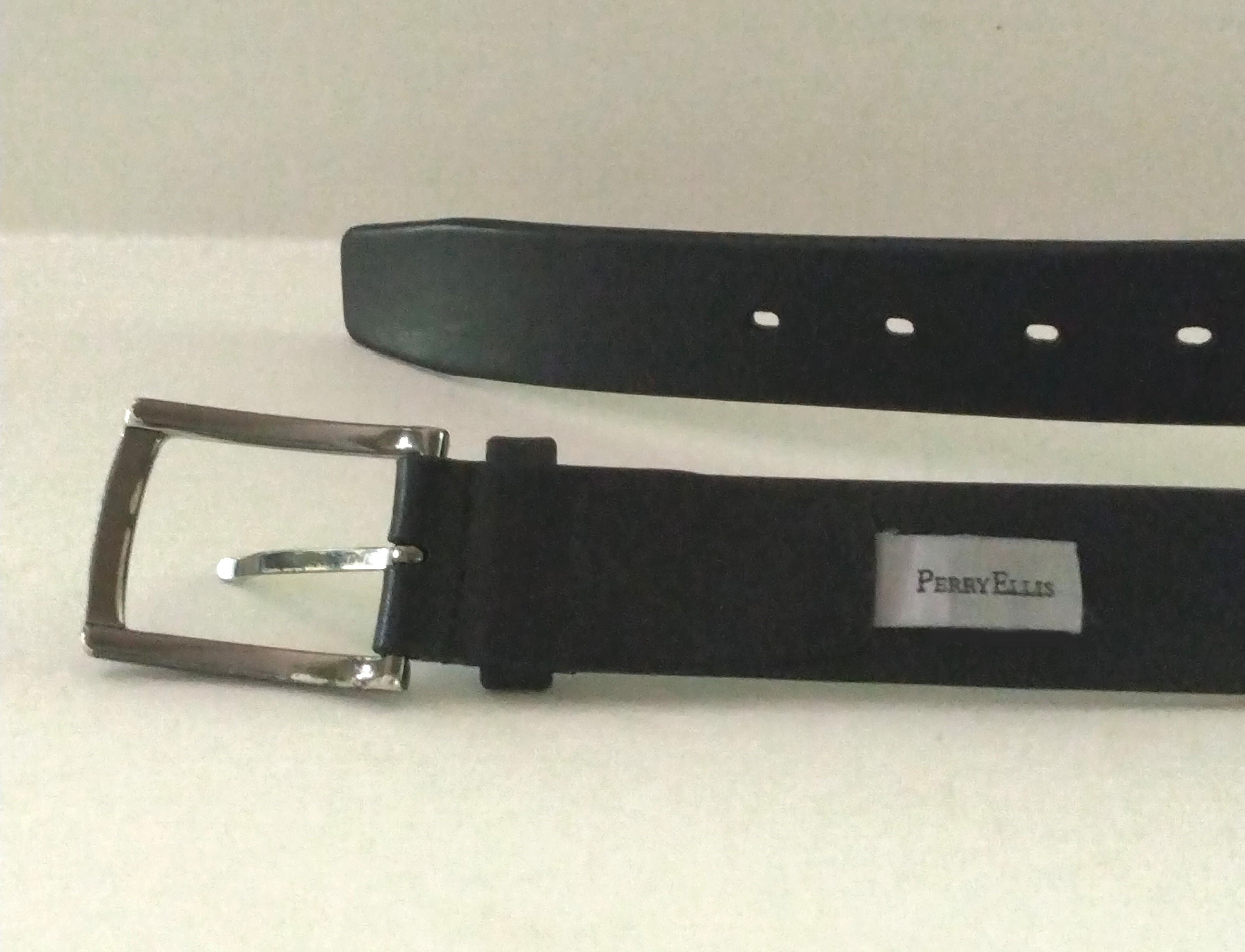 Perry Ellis Black Leather Belt - Etsy
