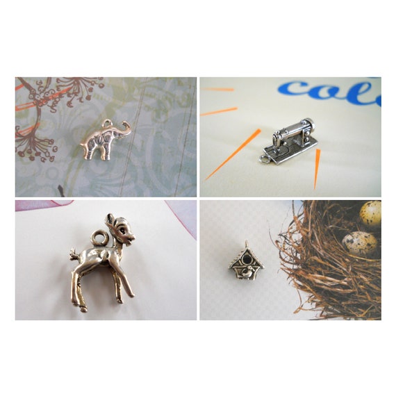 Sterling Silver CHARMS / PENDANTS —  Elephant, Sew