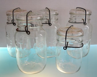 1923 Atlas E-Z Seal Clear Glass Canning Jars