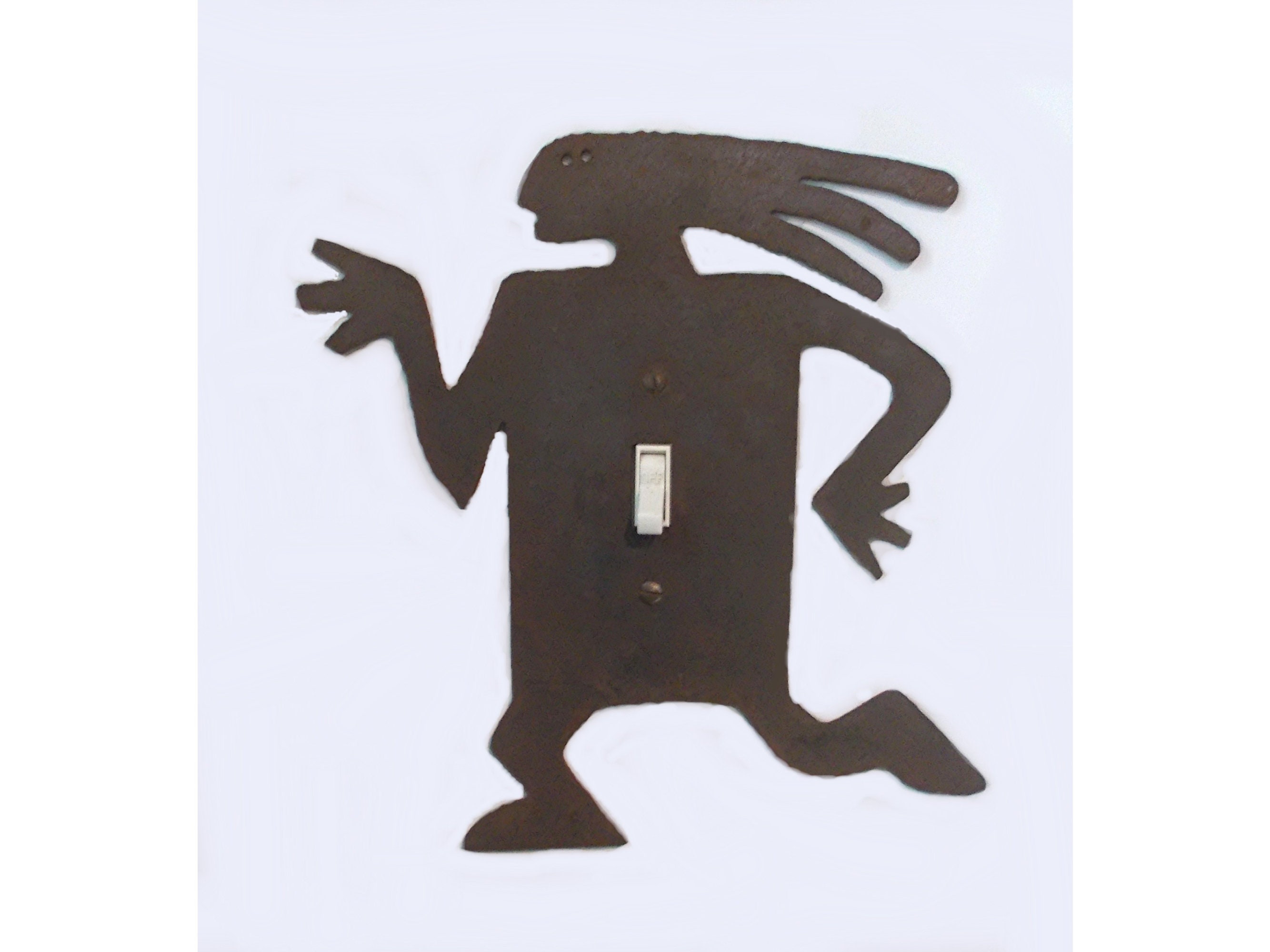 Rusted Steel Kokopelli Handmade Light Switch Plate