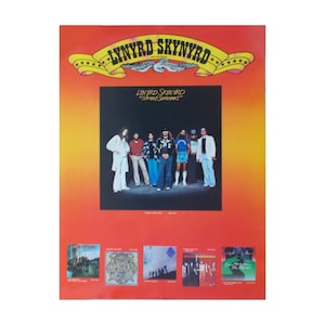 Rare 1977 LYNYRD SKYNYRD &quot;Street Survivors&quot; 2nd Printing Black Background Photo MCA Records Promotional Poster