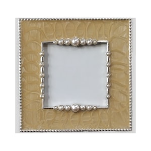 Vintage Yellow Feather Motif With Silver/Faux Pearl Accents