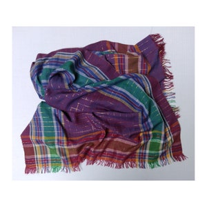 Multi-Color Shawl With Gold Thread Accent — Made In India