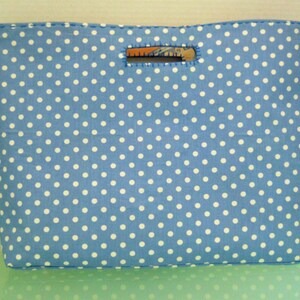 Large REVERSIBLE Tote Sea Shells & White Polka Dots On Blue Motif image 4