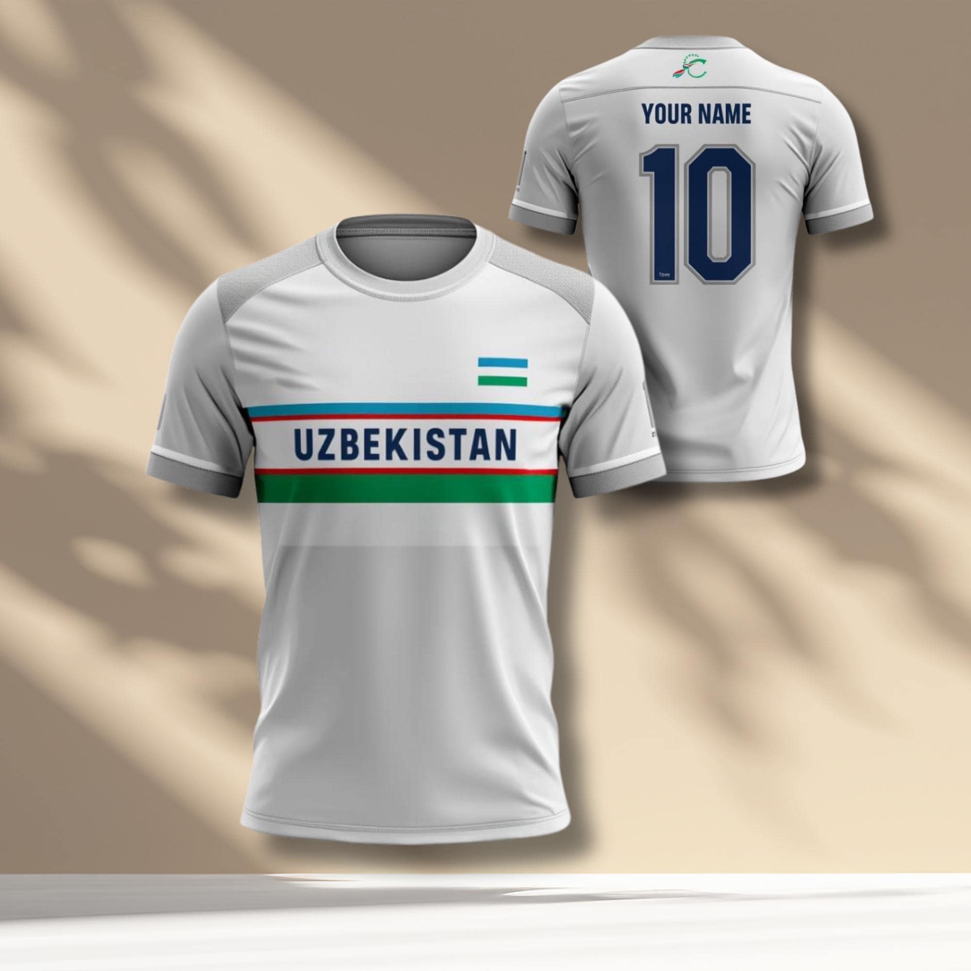 Uzbekistan Inspired Soccer Shirt Set, Custom Name Number, World
