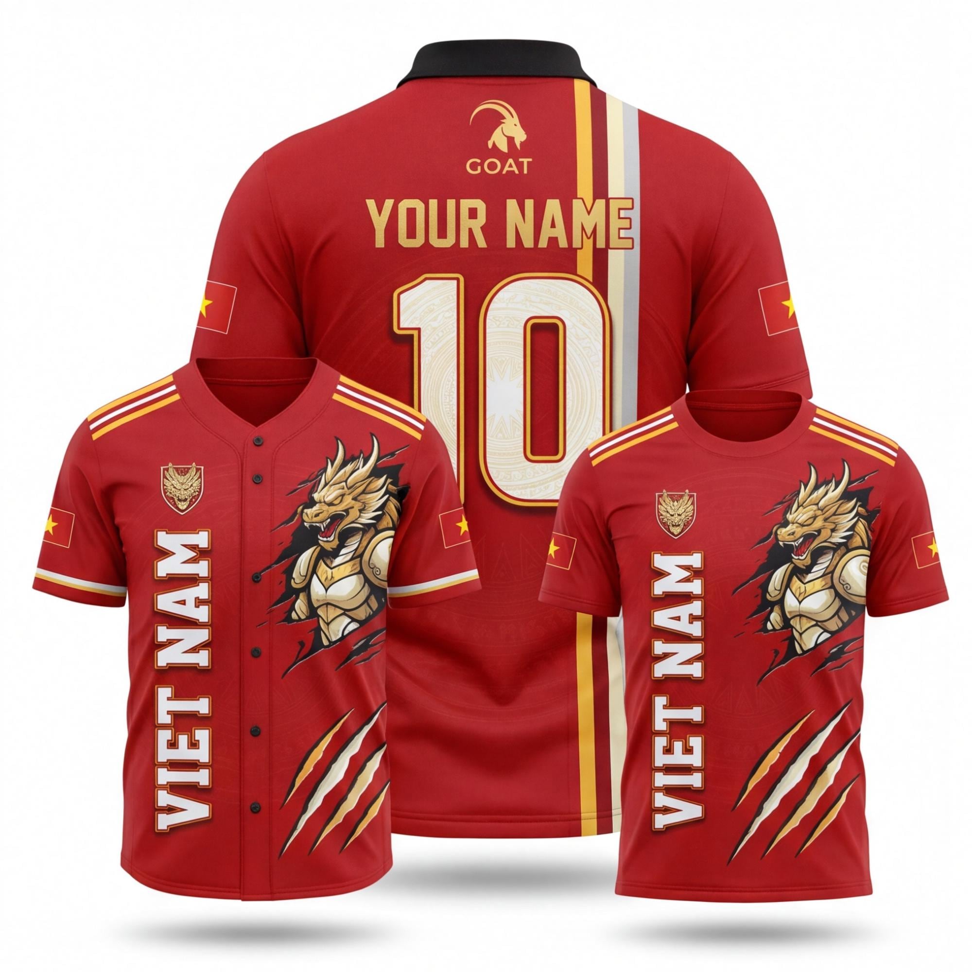 Vietnamese Flag Print Men's Football Jersey – Breathable Training