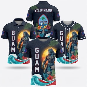 Guam Shirt Set Baseball Jersey T Shirt Polo Island Country Gift Custom Name
