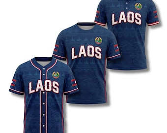 Laos Flag Baseball Jersey, T-Shirt, Polo Shirt, Fan Apparel
