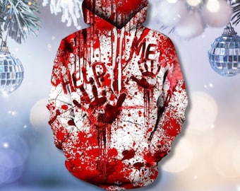 Bloody Handprint Halloween Hoodie: Horror Splatter Sweatshirt
