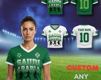 Saudi Arabia Soccer Crop Top Jersey, Women's Football Fan Apparel, Custom Name Shirt