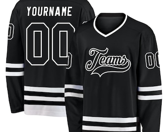 Personalized Black Ice Hockey Jersey: Custom Name & Number, Sports Fan Gift