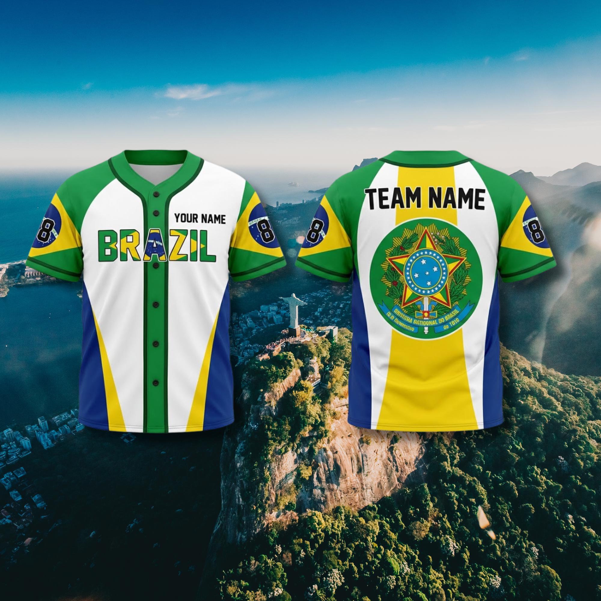 Custom Brazil Baseball Jersey Personalized Name Number Team