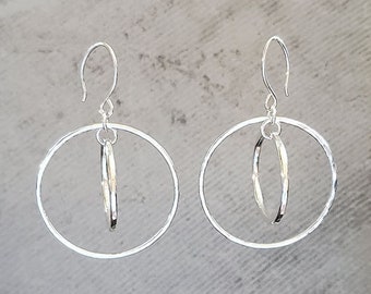 Double Hoops in Fine Silver