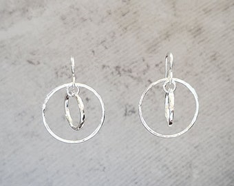 Small Fine Silver Double Hoops