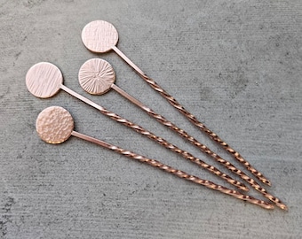 Copper Disk Cocktail Swizzle Sticks