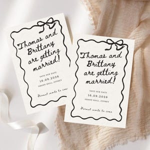 Whimsical Scribble Save the Date Invitation: Editable Bow Design Template