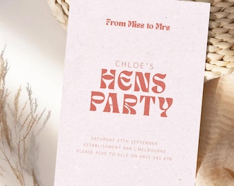 Contemporary Hens Party Invitation Template: Trendy Bachelorette Design