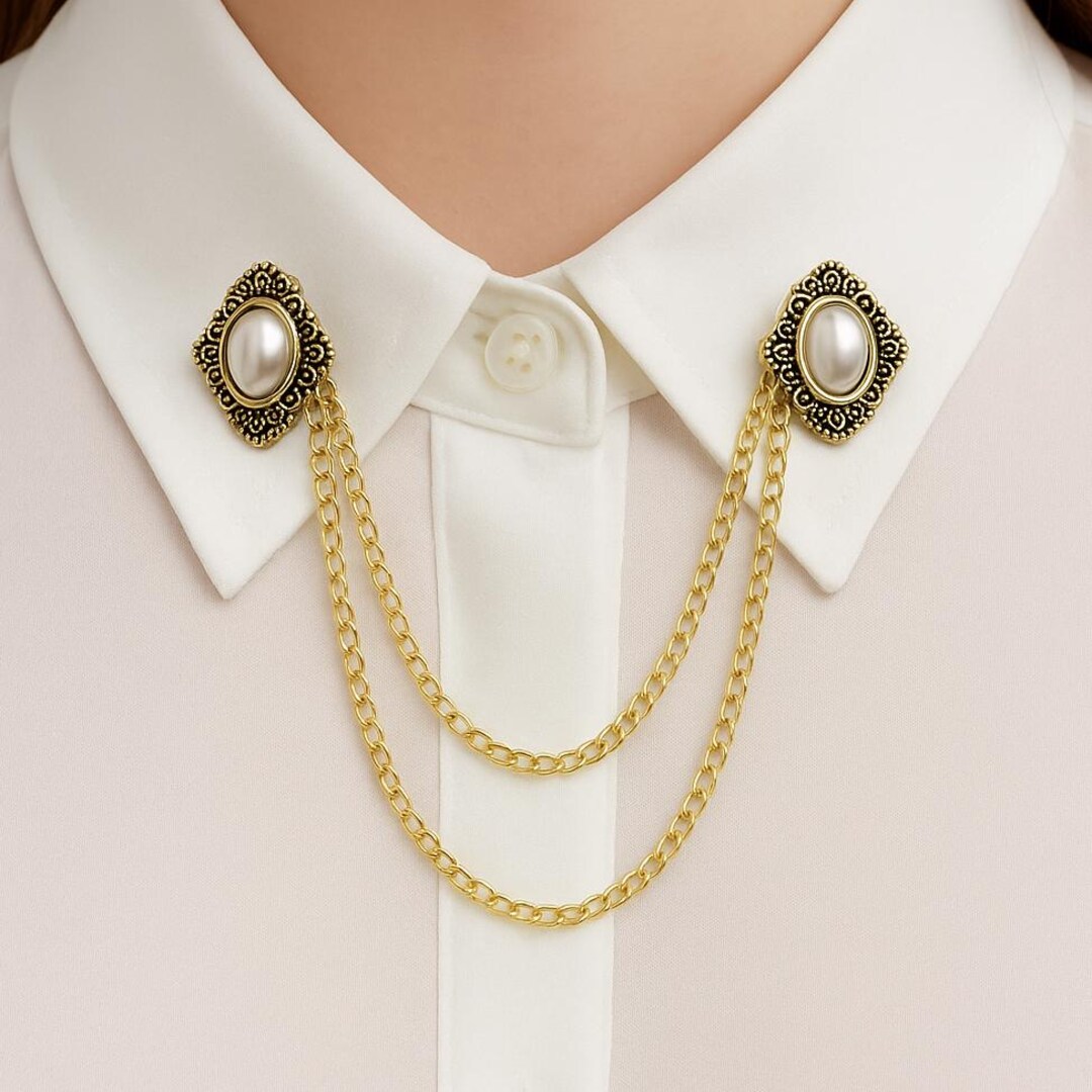 Brooch Collar Pin Fashion French Shirt Chain Buckle Brooches