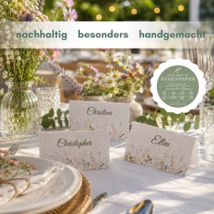 Personalisierte Blumensamen Tischkarten Hochzeit Platzkarten aus Samenpapier Namenskarten HochzeitNachhaltige Hochzeitsdeko Kommunion Taufe