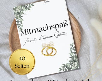Fertiges Kinder XXL Hochzeitsbuch | Mitmachbuch für Kinder zur Hochzeit Beschäftigungsheft Ausmalbuch Spiele Rätsel Geschenk GastgeschenkPDF