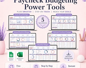 Paycheck Budgeting Power Tools | Spreadsheet Templates in Excel & Google Sheets - Zero Based Monthly and Annual Budget Planners