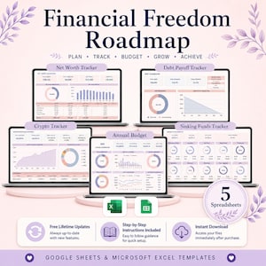 Financial Independence Toolkit | Excel & Google Sheets Templates - Budget Debt Net Worth and Crypto Trackers With Full Automation