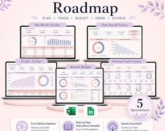 Financial Independence Toolkit | Excel & Google Sheets Templates - Budget Debt Net Worth and Crypto Trackers With Full Automation