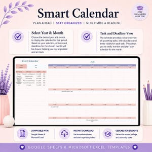 Assignment Tracker Spreadsheet - Google Sheets Excel Student Planner | Homework Exam Project Deadline Calendar Fully Automated image 4