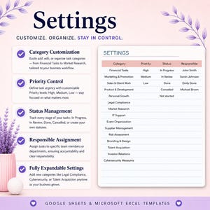 Task Tracker Template Spreadsheet for Google Sheets & Excel | Team Task Dashboard, Deadline Calendar, Productivity Digital Download image 2