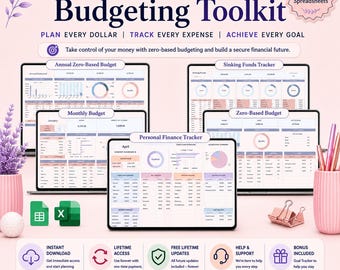 Zero-Based Budgeting Spreadsheet Bundle | Templates in Excel & Google Sheets -Annual Monthly Budget Sinking Funds and Personal Finance