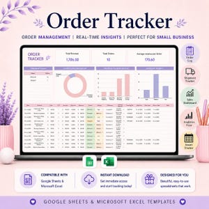 Order Tracker Spreadsheet Template for Google Sheets and Excel - Sales Revenue Shipping and Fulfillment Dashboard