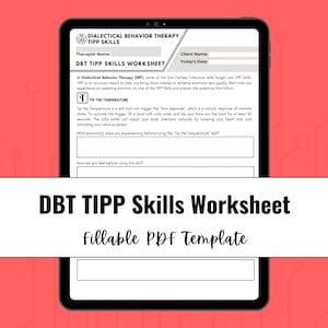 DBT TIPP Skills Worksheet | Downloadable PDF For Therapists and Counselors | Distress Tolerance Printable for Emotional Regulation