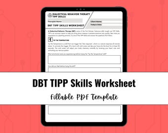 DBT TIPP Skills Worksheet | Distress Tolerance, Emotional Regulation (Downloadable PDF)