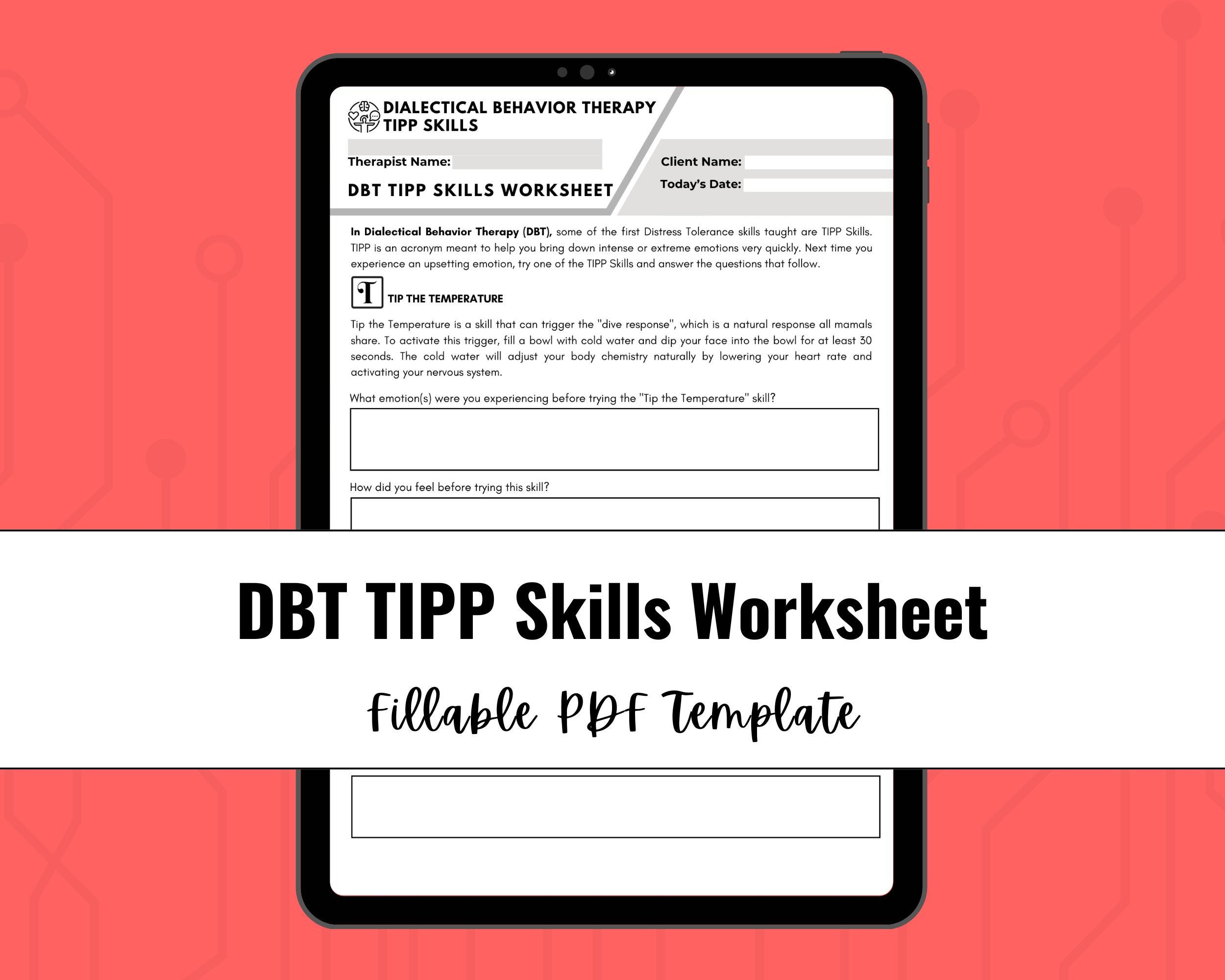 Tipp Exercise .pdf DBT TIPP Skills Worksheet | Distress Tolerance, Emotional Regulation ...