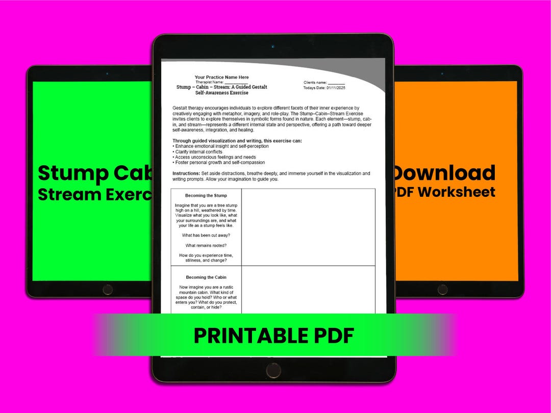 Gestalt Therapy Worksheet | Stump-cabin-stream Exercise (downloadable ...