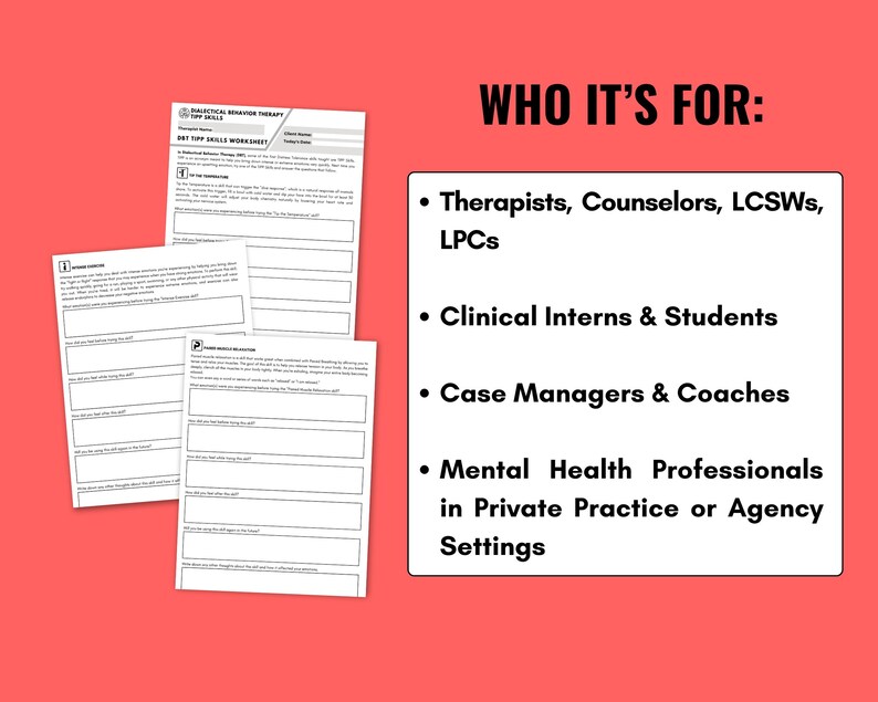 DBT TIPP Skills Worksheet | Distress Tolerance, Emotional Regulation ...